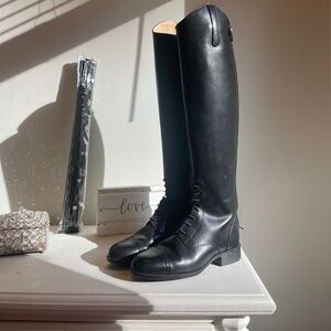 Ariat Full Zipper Show Riding Black Leather Tall Boots Size 8.5